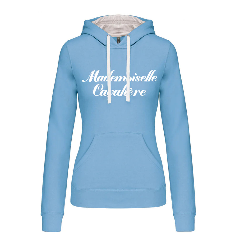 MADEMOISELLE CAVALIERE  SWEAT CAPUCHE M.C Bleu clair