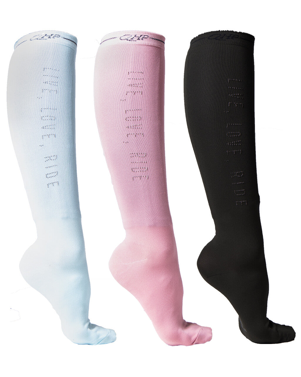 Chaussettes d'équitation Astana (lot de 3) BLEU/NOIR/ROSE