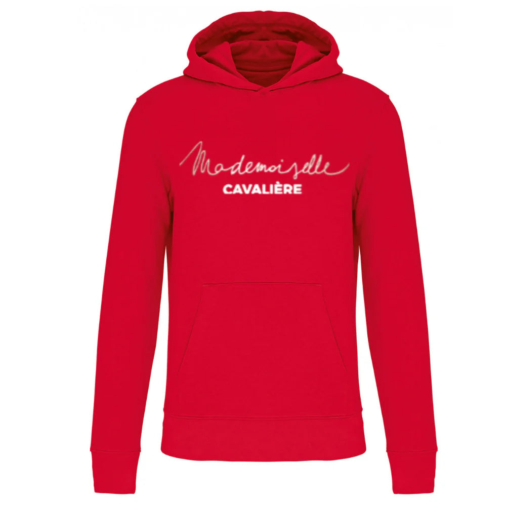 MADEMOISELLE CAVALIERE  SWEAT CAPUCHE FILLE ROUGE