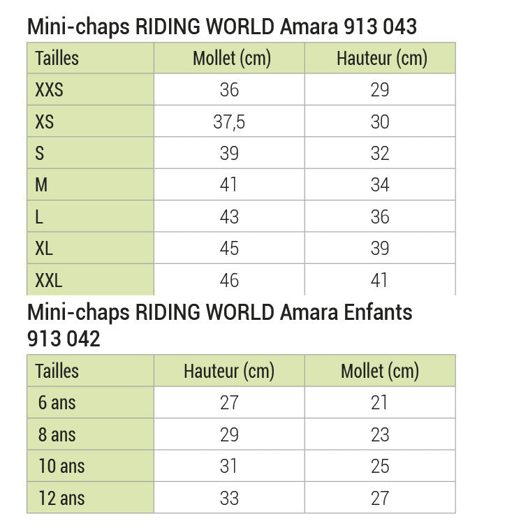 MINI-CHAPS RIDING WORLD AMARA ENFANT ET ADULTE